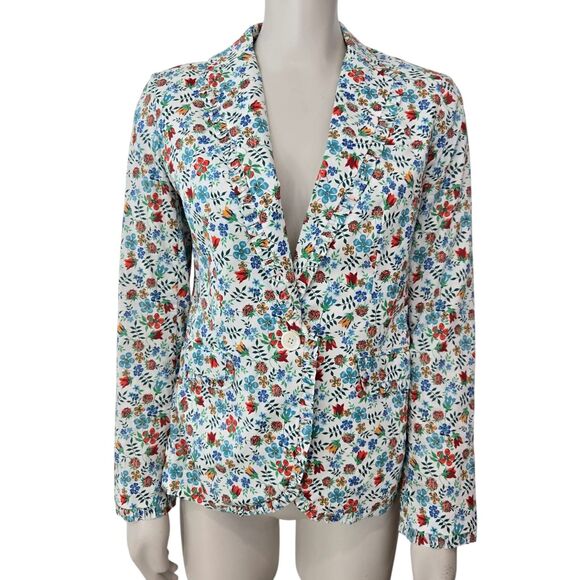 J CREW Campbell Blazer Ruffle Trim Size 0 in Liberty® Edenham Floral Jacket EUC - Picture 2 of 15